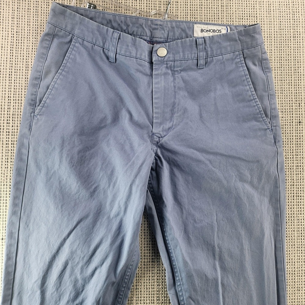Bonobos Pants Mens 33x32 Blue Washed Chinos Casual Straight Leg Flat Front